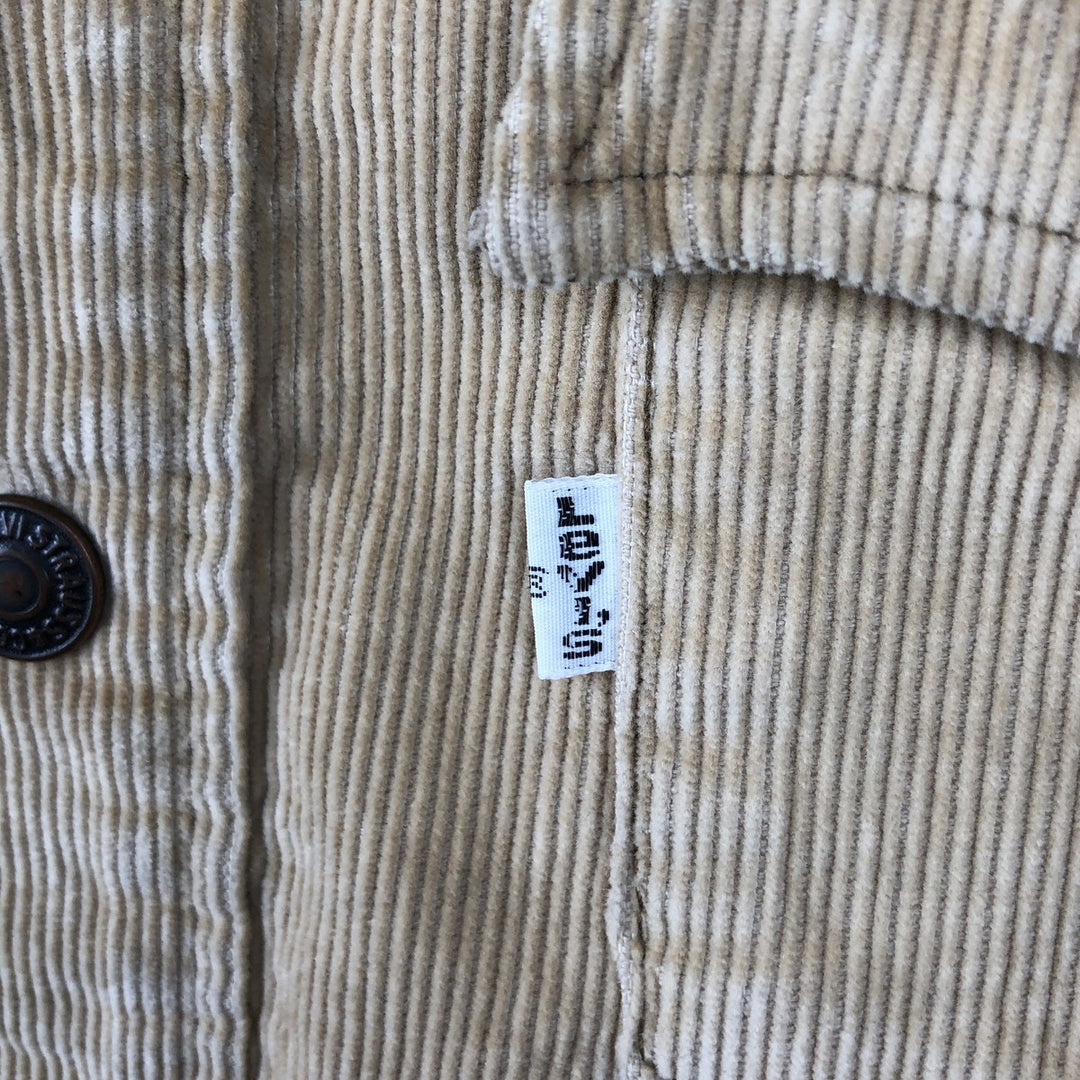 1970'S Levi's Open Collar Long Sleeve Corduroy Shirt, Boxy Fit, Women's Size M (approx.) unclear Beige type Vintage Second Hand