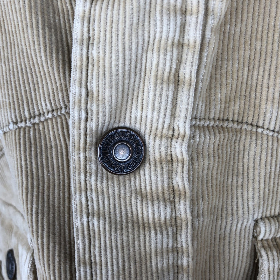 1970'S Levi's Open Collar Long Sleeve Corduroy Shirt, Boxy Fit, Women's Size M (approx.) unclear Beige type Vintage Second Hand