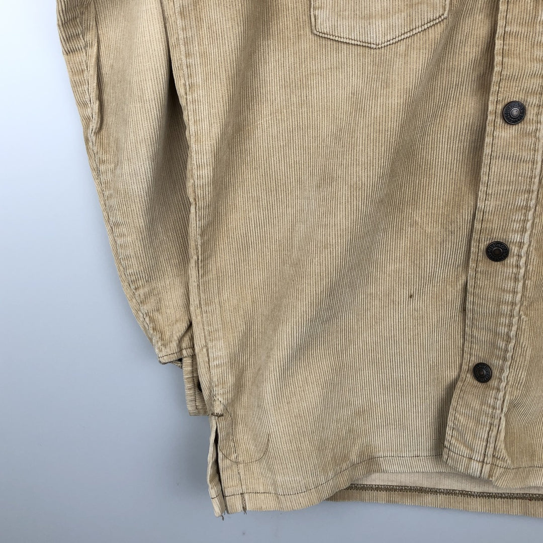 1970'S Levi's Open Collar Long Sleeve Corduroy Shirt, Boxy Fit, Women's Size M (approx.) unclear Beige type Vintage Second Hand