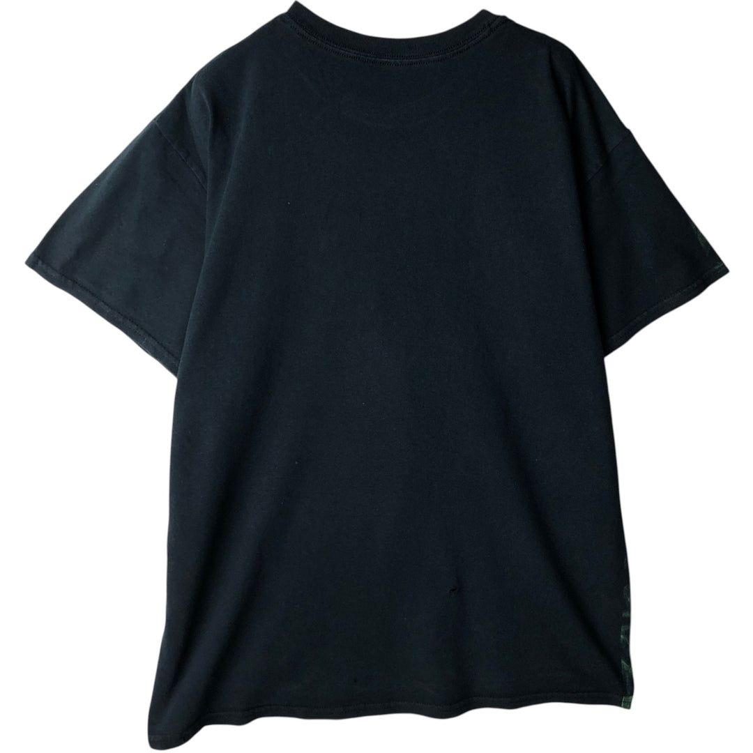 SOCUAL MEDIA Large Print Skull Pattern T-Shirt (Men's Size L) cotton black type Vintage Second Hand