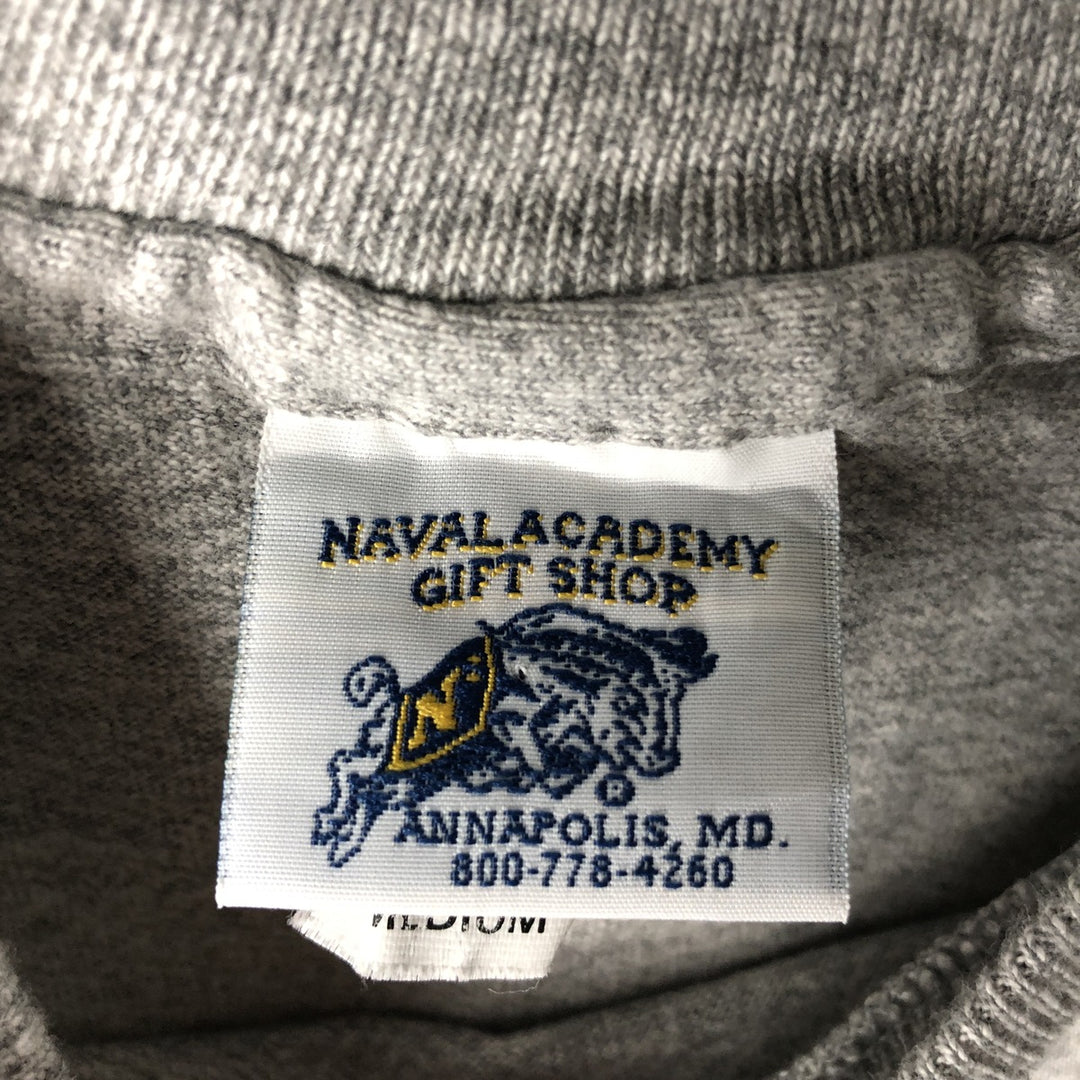 US Naval Academy Printed T-Shirt, Made in USA, Men's Size M cotton gray type Vintage Second Hand