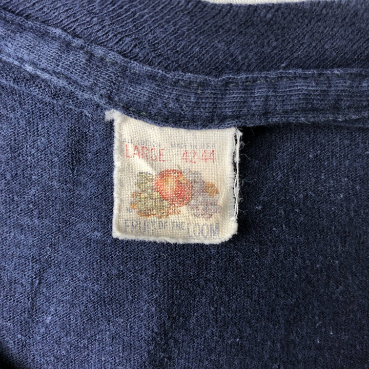 1970'S Fruit of the Loom Print T-Shirt, Made in USA, Men's Size L (approx.), Vintage cotton pink type Vintage Second Hand