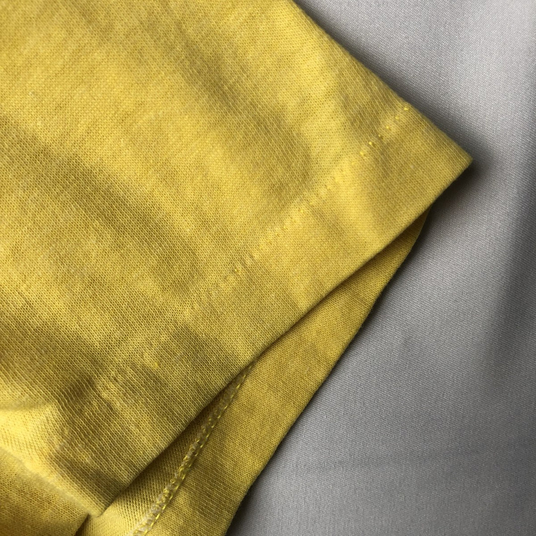 80'S PAULISON Print T-Shirt, Made in USA, Men's Size L (Equivalent), Vintage cotton yellow type Vintage Second Hand