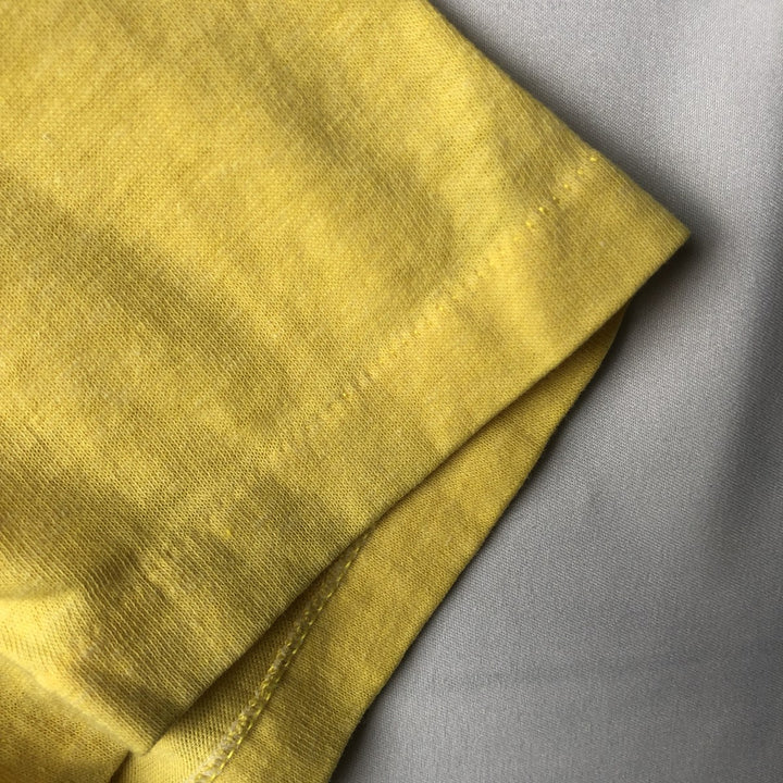 80'S PAULISON Print T-Shirt, Made in USA, Men's Size L (Equivalent), Vintage cotton yellow type Vintage Second Hand