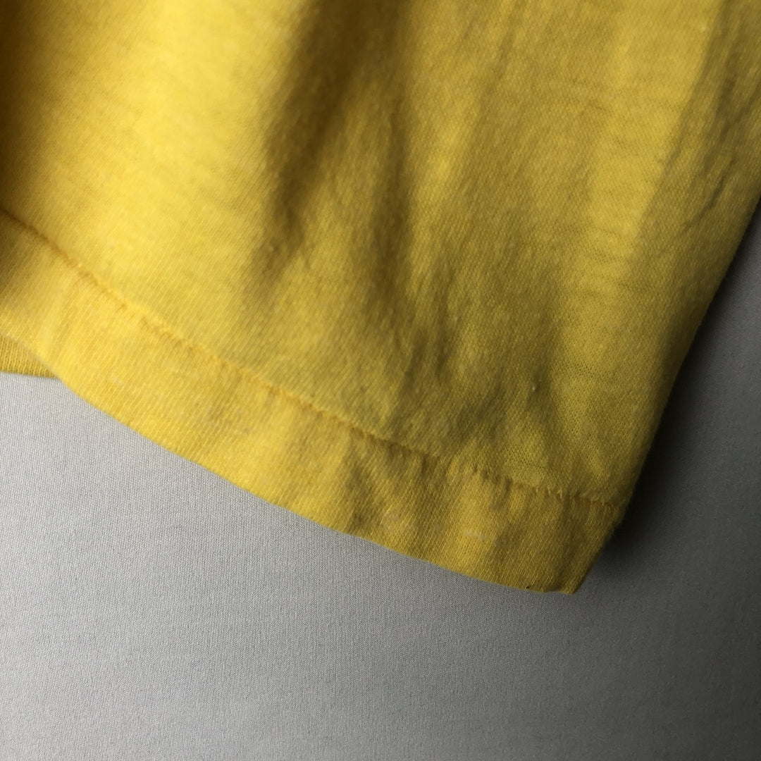 80'S PAULISON Print T-Shirt, Made in USA, Men's Size L (Equivalent), Vintage cotton yellow type Vintage Second Hand