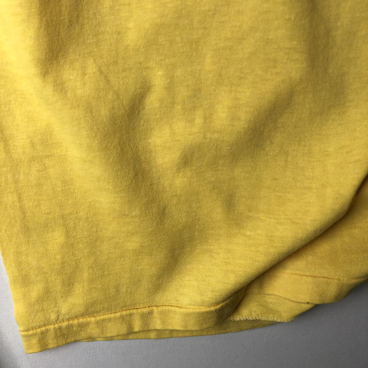 80'S PAULISON Print T-Shirt, Made in USA, Men's Size L (Equivalent), Vintage cotton yellow type Vintage Second Hand