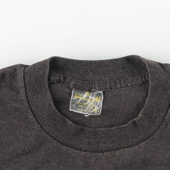80'S Touch of Gold Message Print T-Shirt, Made in USA, Men's Size L (Equivalent), Vintage polyester black type Vintage Second Hand