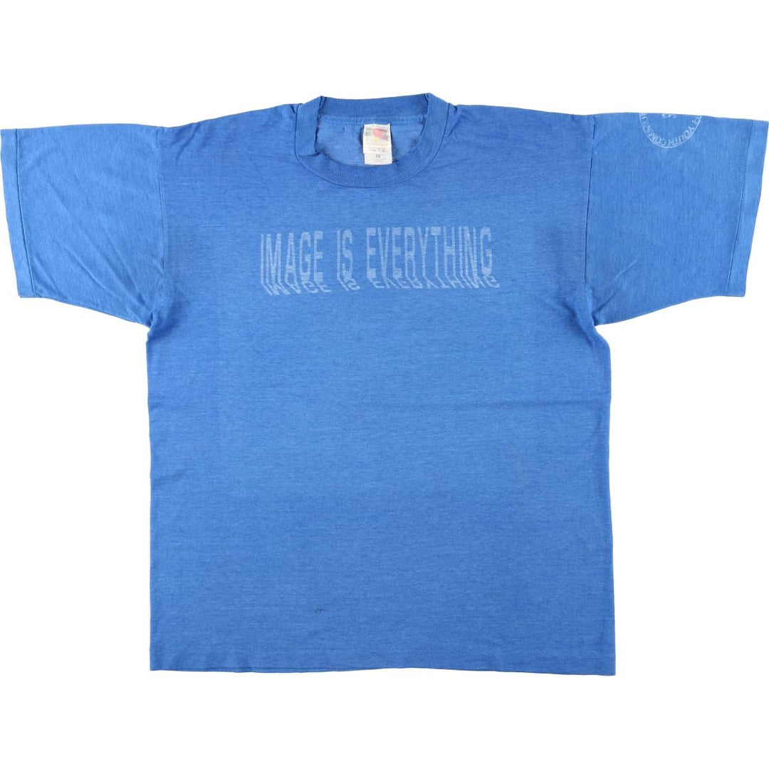 2000'S Fruit of the Loom JESUS CHRIS message print T-shirt, men's size L (approx.) cotton blue type Vintage Second Hand