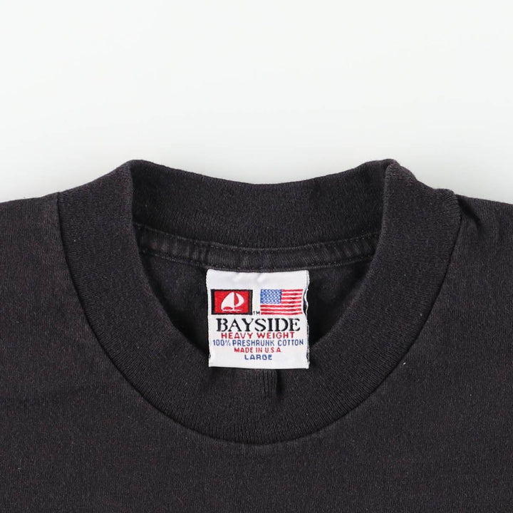 90s-00'S BAYSIDE Message Print T-Shirt, Made in USA, Men's Size L cotton black type Vintage Second Hand