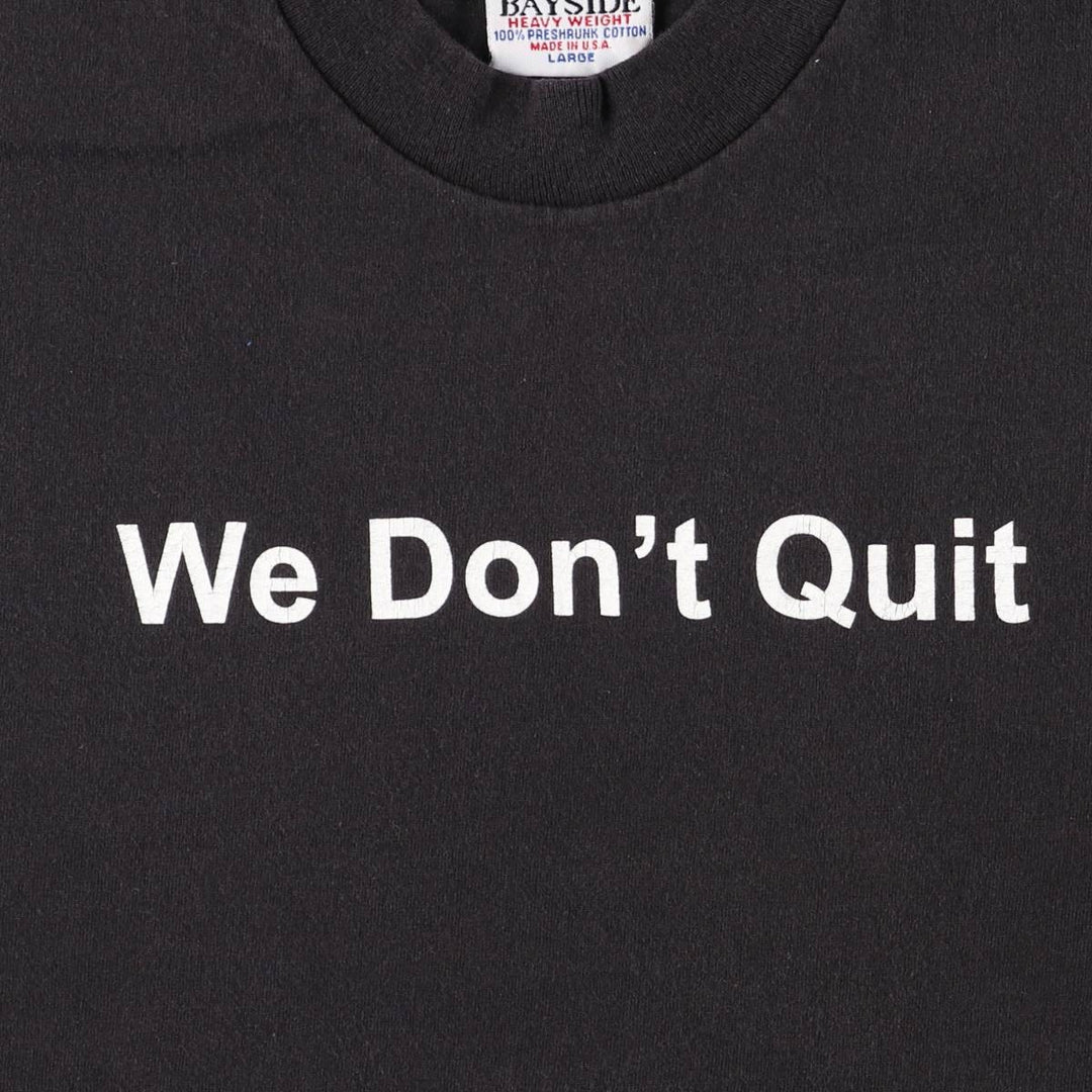 90s-00'S BAYSIDE Message Print T-Shirt, Made in USA, Men's Size L cotton black type Vintage Second Hand