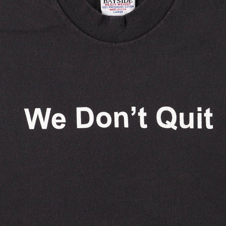 90s-00'S BAYSIDE Message Print T-Shirt, Made in USA, Men's Size L cotton black type Vintage Second Hand
