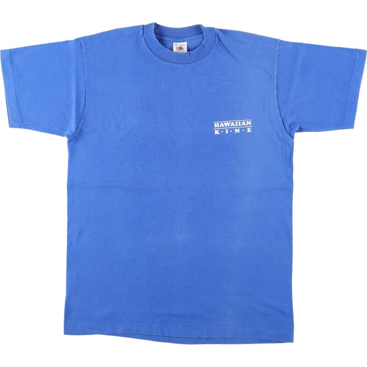 90'S Fruit of the Loom printed T-shirt, made in the USA, men's size M, vintage cotton blue type Vintage Second Hand