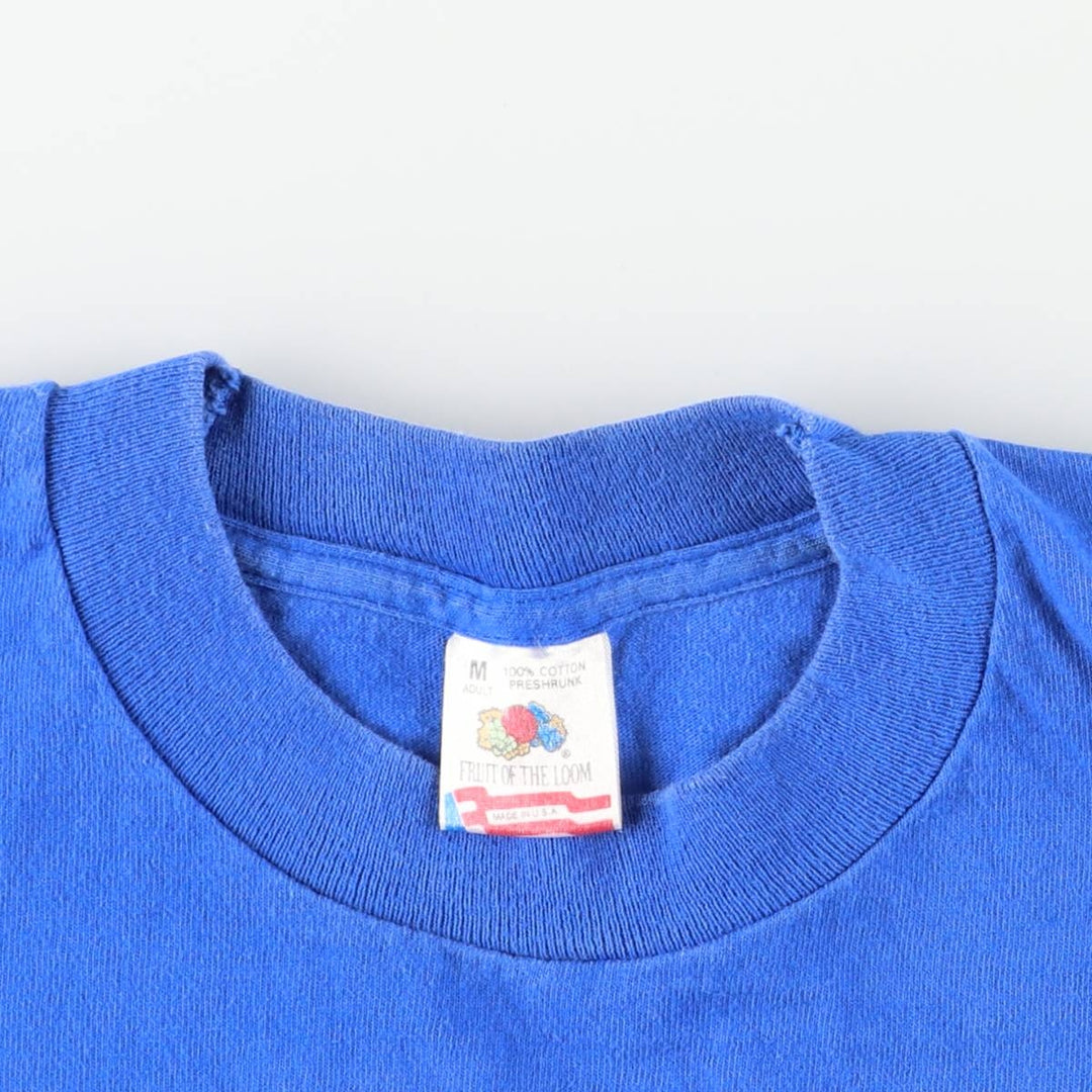 90'S Fruit of the Loom printed T-shirt, made in the USA, men's size M, vintage cotton blue type Vintage Second Hand
