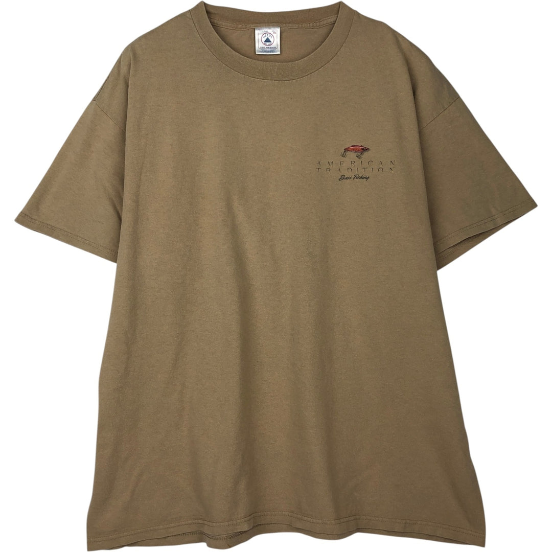 90s~00'S Delta DELTA Printed T-shirt Men's XL size cotton beige type brown Vintage Second Hand
