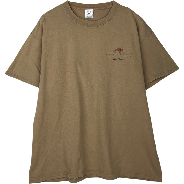 90s~00'S Delta DELTA Printed T-shirt Men's XL size cotton beige type brown Vintage Second Hand