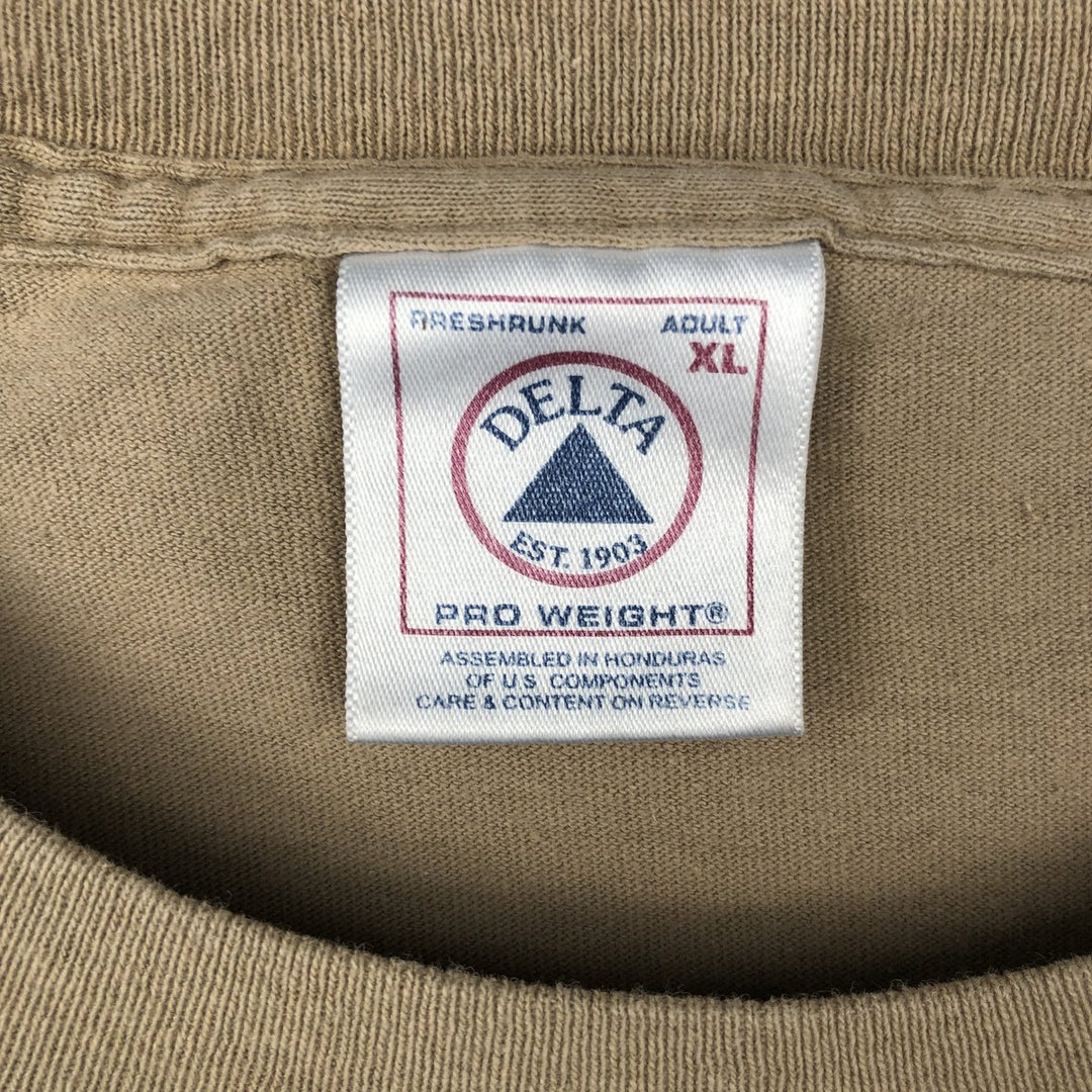 90s~00'S Delta DELTA Printed T-shirt Men's XL size cotton beige type brown Vintage Second Hand