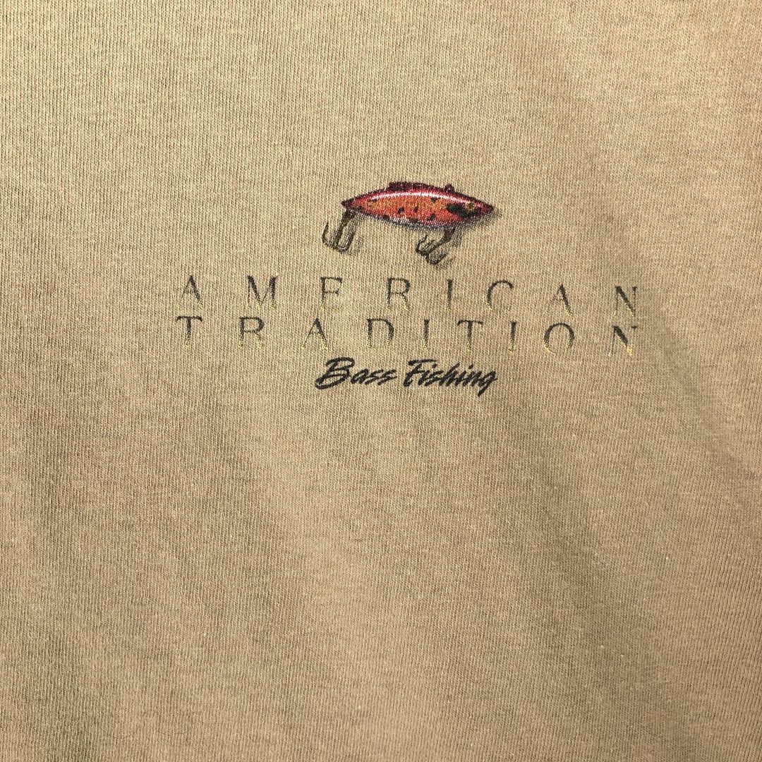 90s~00'S Delta DELTA Printed T-shirt Men's XL size cotton beige type brown Vintage Second Hand