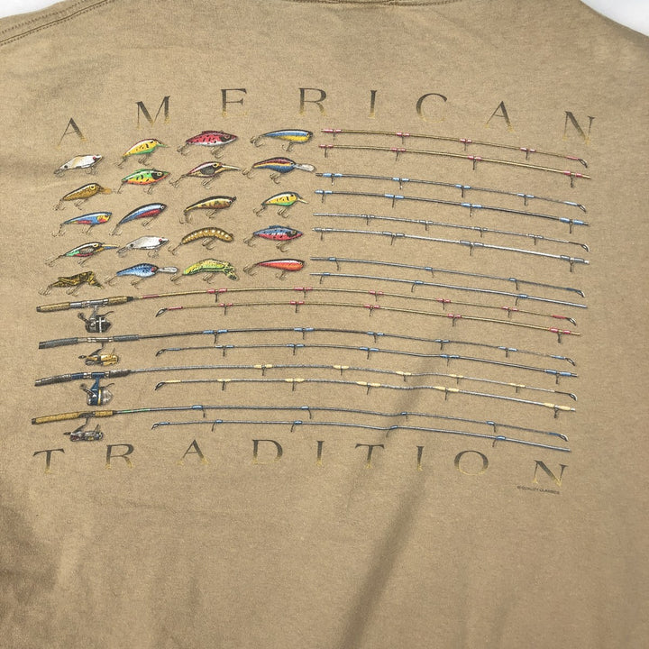 90s~00'S Delta DELTA Printed T-shirt Men's XL size cotton beige type brown Vintage Second Hand