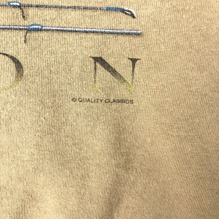 90s~00'S Delta DELTA Printed T-shirt Men's XL size cotton beige type brown Vintage Second Hand