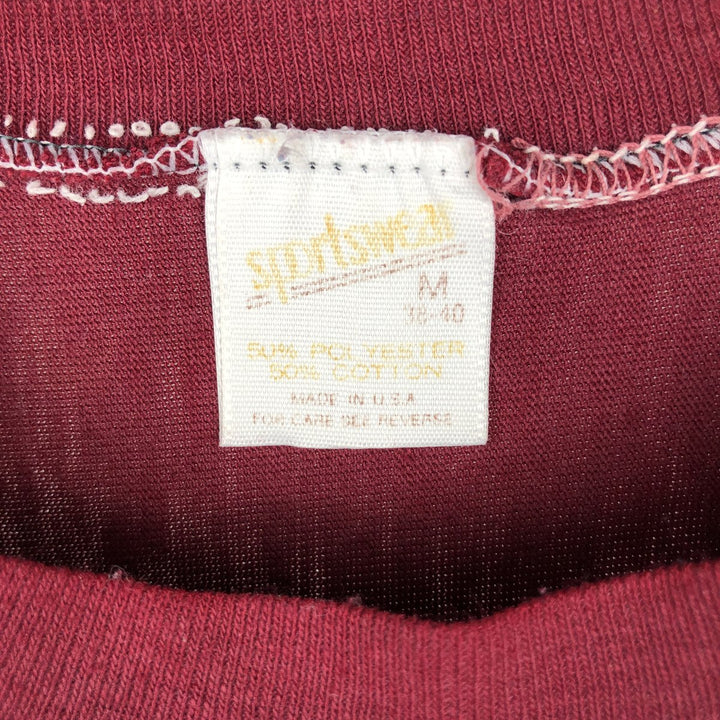 70s-80'S Sportswear Football Short-Sleeve T-Shirt, Made in USA, Men's Size M (Equivalent), Vintage polyester wine-red Vintage Second Hand