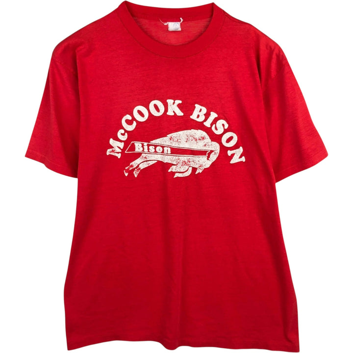 Printed T-shirt, Made in USA, Men's Size L unclear red type Vintage Second Hand