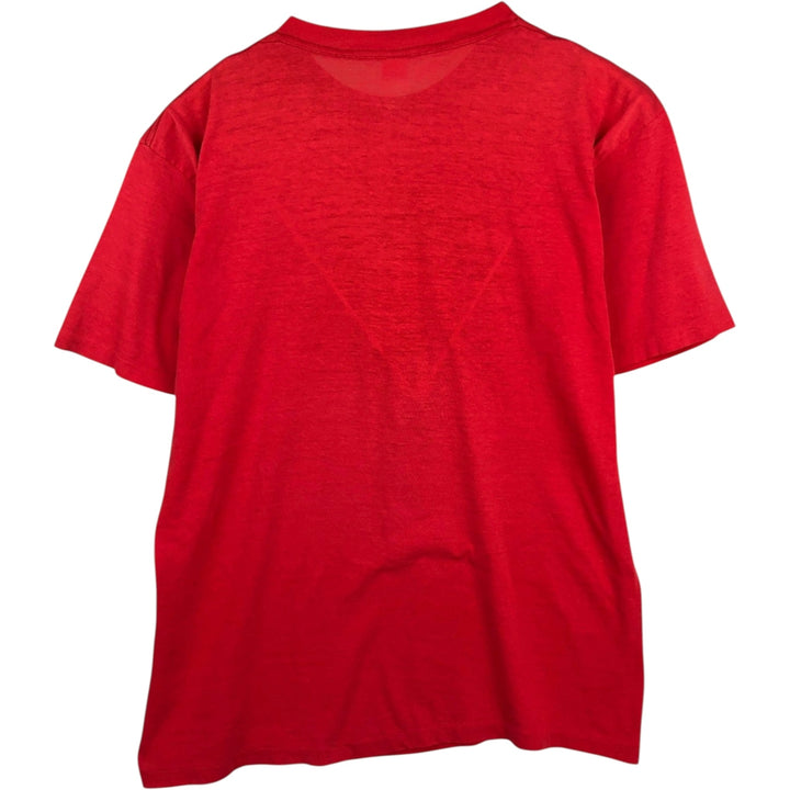 Printed T-shirt, Made in USA, Men's Size L unclear red type Vintage Second Hand
