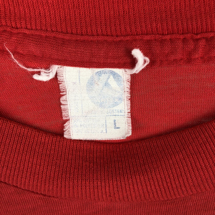 Printed T-shirt, Made in USA, Men's Size L unclear red type Vintage Second Hand