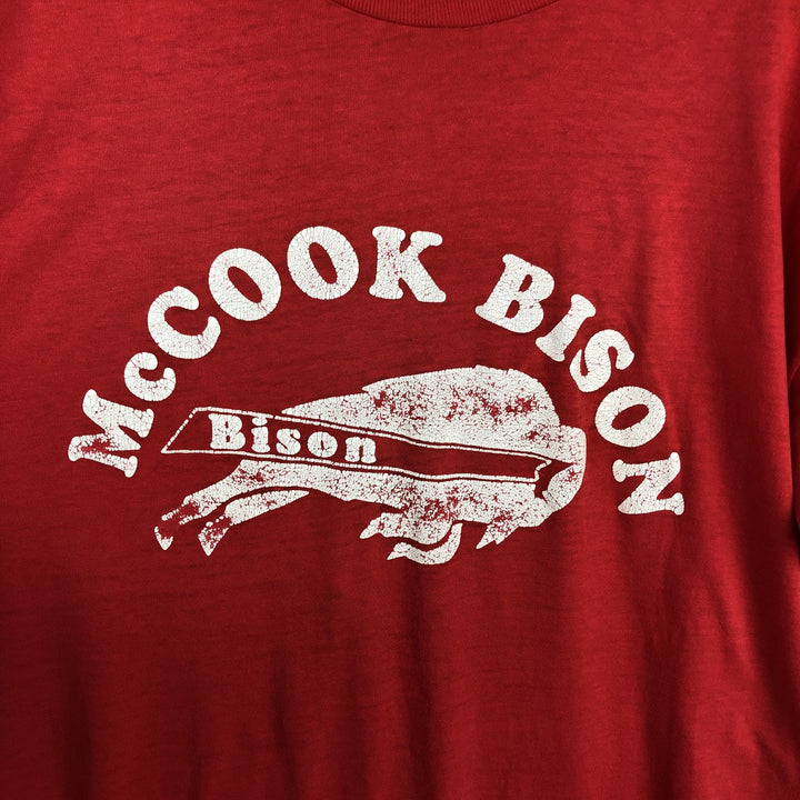 Printed T-shirt, Made in USA, Men's Size L unclear red type Vintage Second Hand