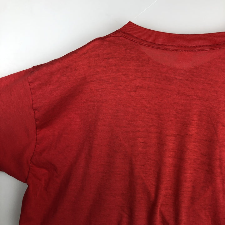 Printed T-shirt, Made in USA, Men's Size L unclear red type Vintage Second Hand