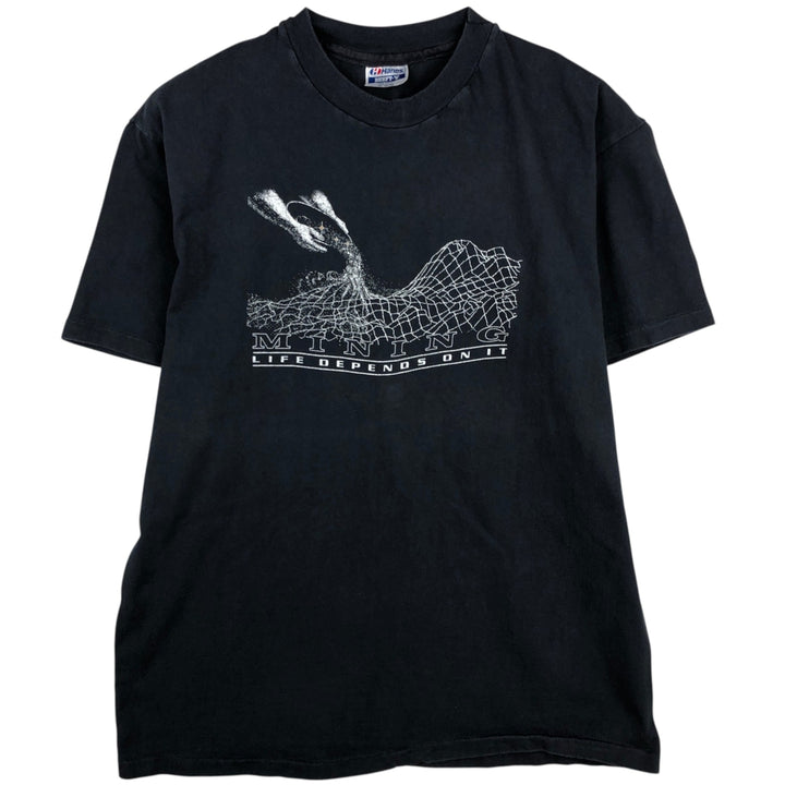 90'S Hanes BEEFY-T Printed T-shirt Made in USA Men's XL Vintage cotton black type Vintage Second Hand