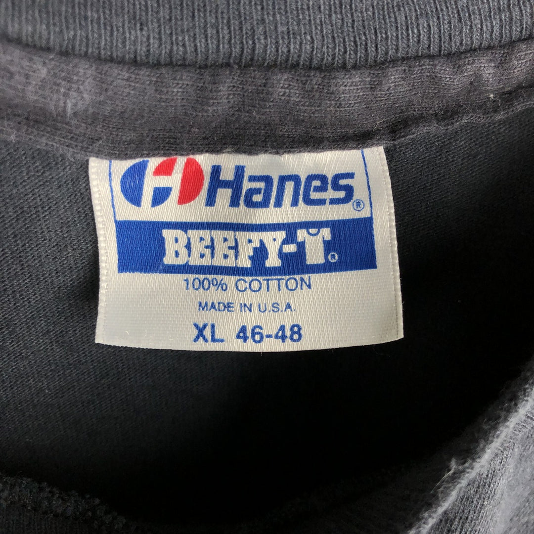 90'S Hanes BEEFY-T Printed T-shirt Made in USA Men's XL Vintage cotton black type Vintage Second Hand