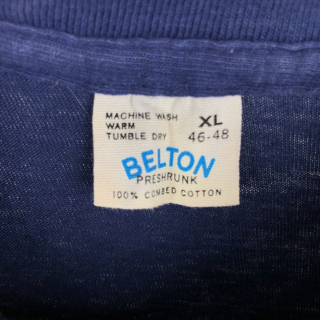 BELTON Print T-Shirt, Made in USA, Men's Size XL cotton navy blue type Vintage Second Hand