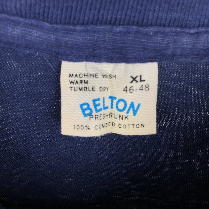 BELTON Print T-Shirt, Made in USA, Men's Size XL cotton navy blue type Vintage Second Hand