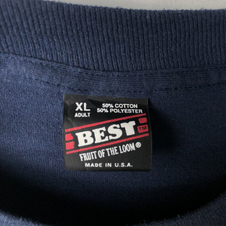 90'S Fruit of the Loom Best Printed T-shirt, Made in USA, Men's XL, Vintage cotton navy blue type Vintage Second Hand