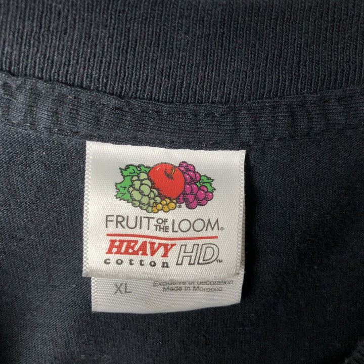 Fruit of the Loom Heavy HD Print T-Shirt, Men's Size XL (approx.) cotton black type Vintage Second Hand