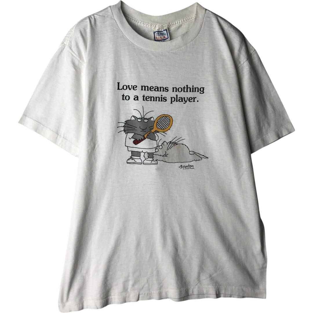 80'S MY SHIRT Printed T-Shirt, Made in USA, Men's XL equivalent, Vintage cotton white type Vintage Second Hand