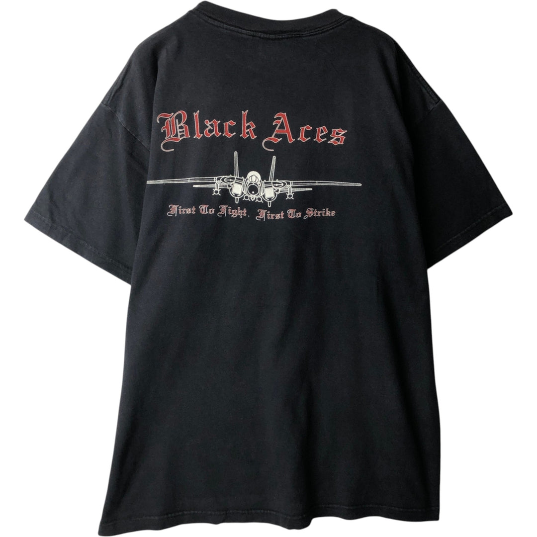 GLOBAL Printed T-Shirt, Men's XL (approx.) cotton black type Vintage Second Hand