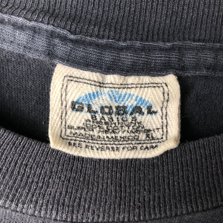 GLOBAL Printed T-Shirt, Men's XL (approx.) cotton black type Vintage Second Hand