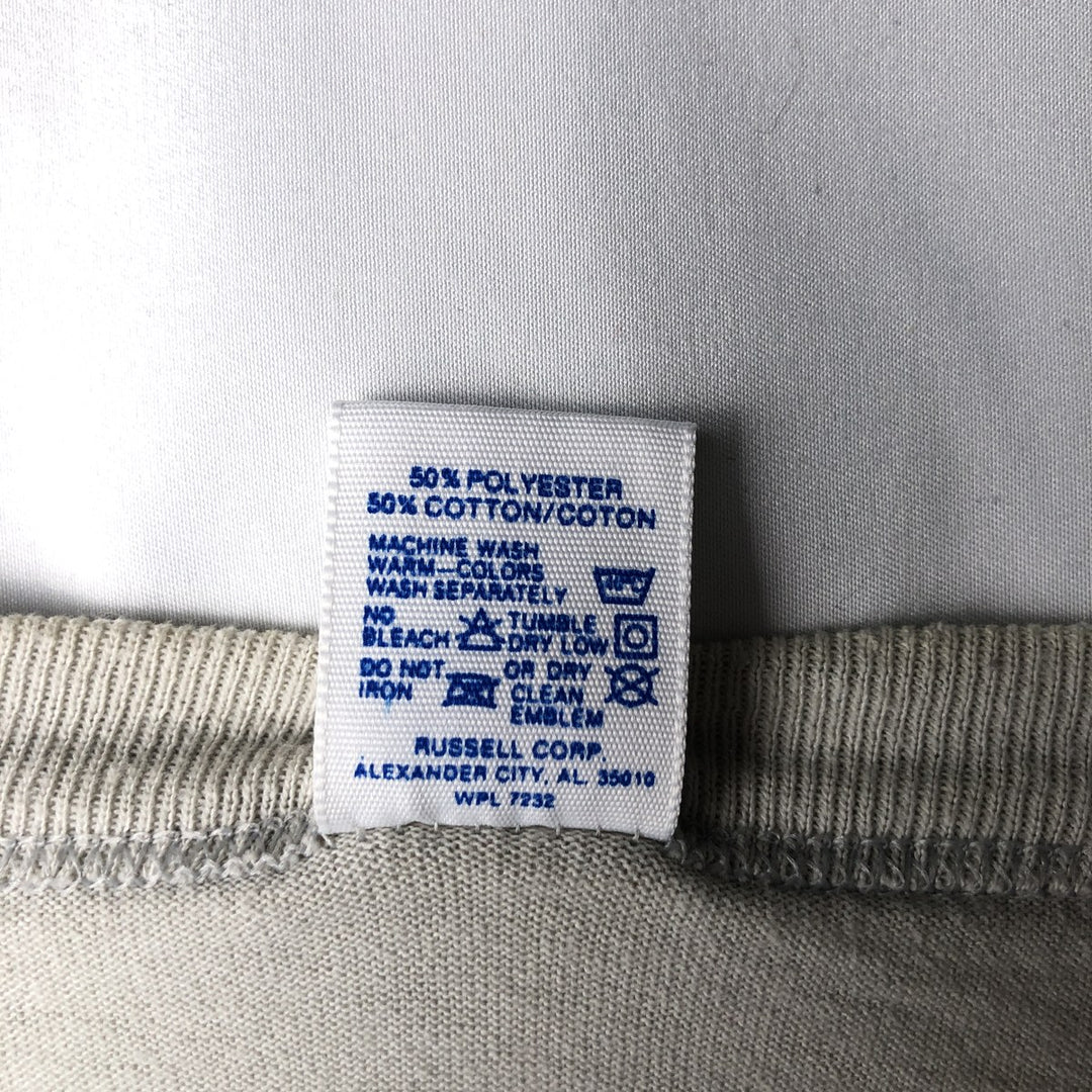 Vintage 90'S Russell print T-shirt, Made in USA, Men's Size L cotton Beige type Vintage Second Hand
