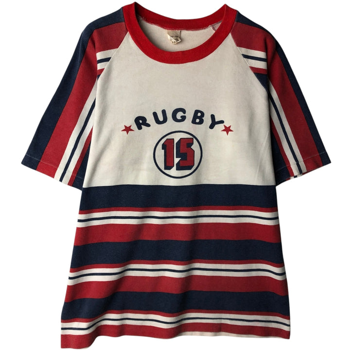 Striped T-shirt, Men's size L (approx.), Vintage cotton white type Vintage Second Hand