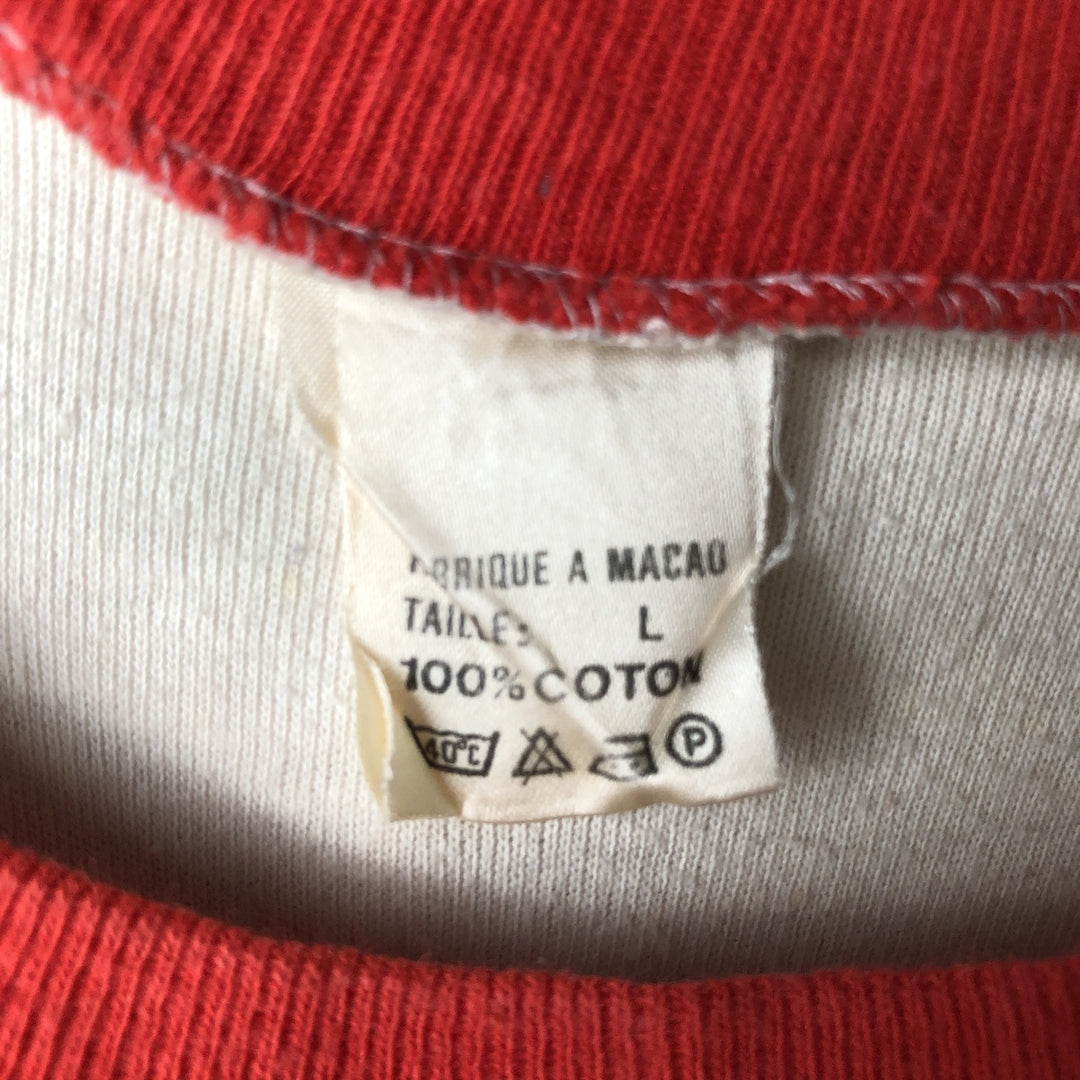 Striped T-shirt, Men's size L (approx.), Vintage cotton white type Vintage Second Hand