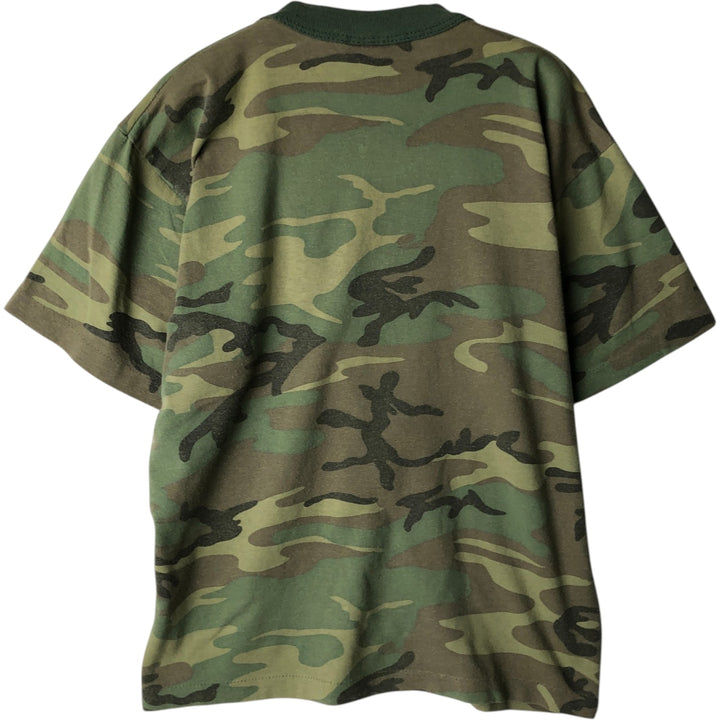 JR.GI Camouflage Pattern Print T-Shirt, Made in USA, Men's Size XL (approx.) cotton Khaki type Vintage Second Hand