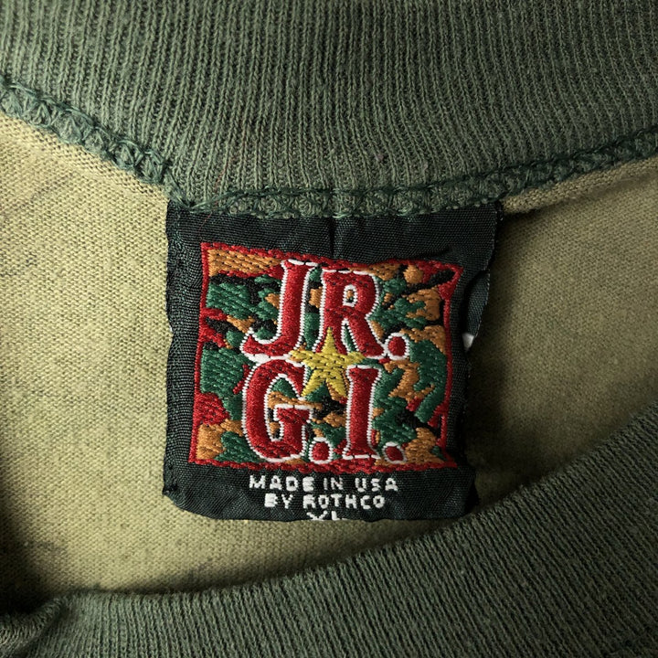 JR.GI Camouflage Pattern Print T-Shirt, Made in USA, Men's Size XL (approx.) cotton Khaki type Vintage Second Hand