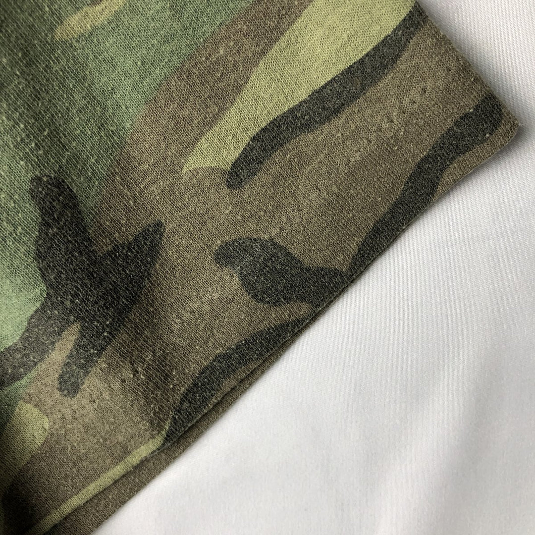 JR.GI Camouflage Pattern Print T-Shirt, Made in USA, Men's Size XL (approx.) cotton Khaki type Vintage Second Hand