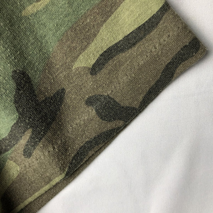 JR.GI Camouflage Pattern Print T-Shirt, Made in USA, Men's Size XL (approx.) cotton Khaki type Vintage Second Hand