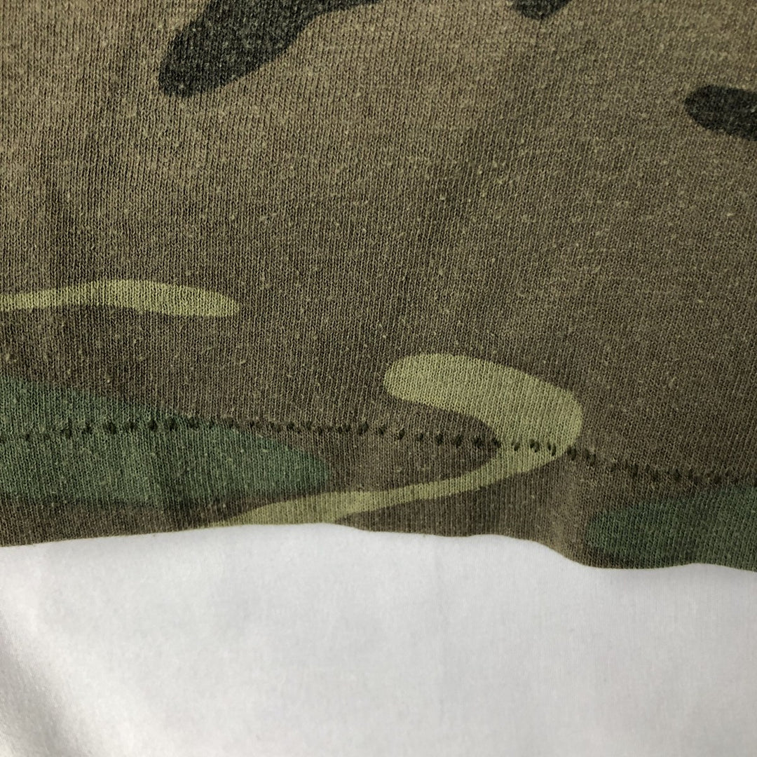 JR.GI Camouflage Pattern Print T-Shirt, Made in USA, Men's Size XL (approx.) cotton Khaki type Vintage Second Hand