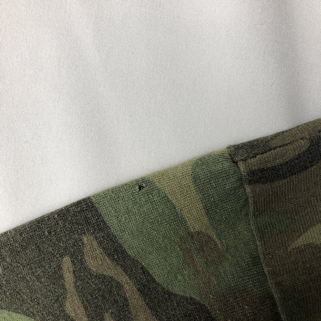 JR.GI Camouflage Pattern Print T-Shirt, Made in USA, Men's Size XL (approx.) cotton Khaki type Vintage Second Hand