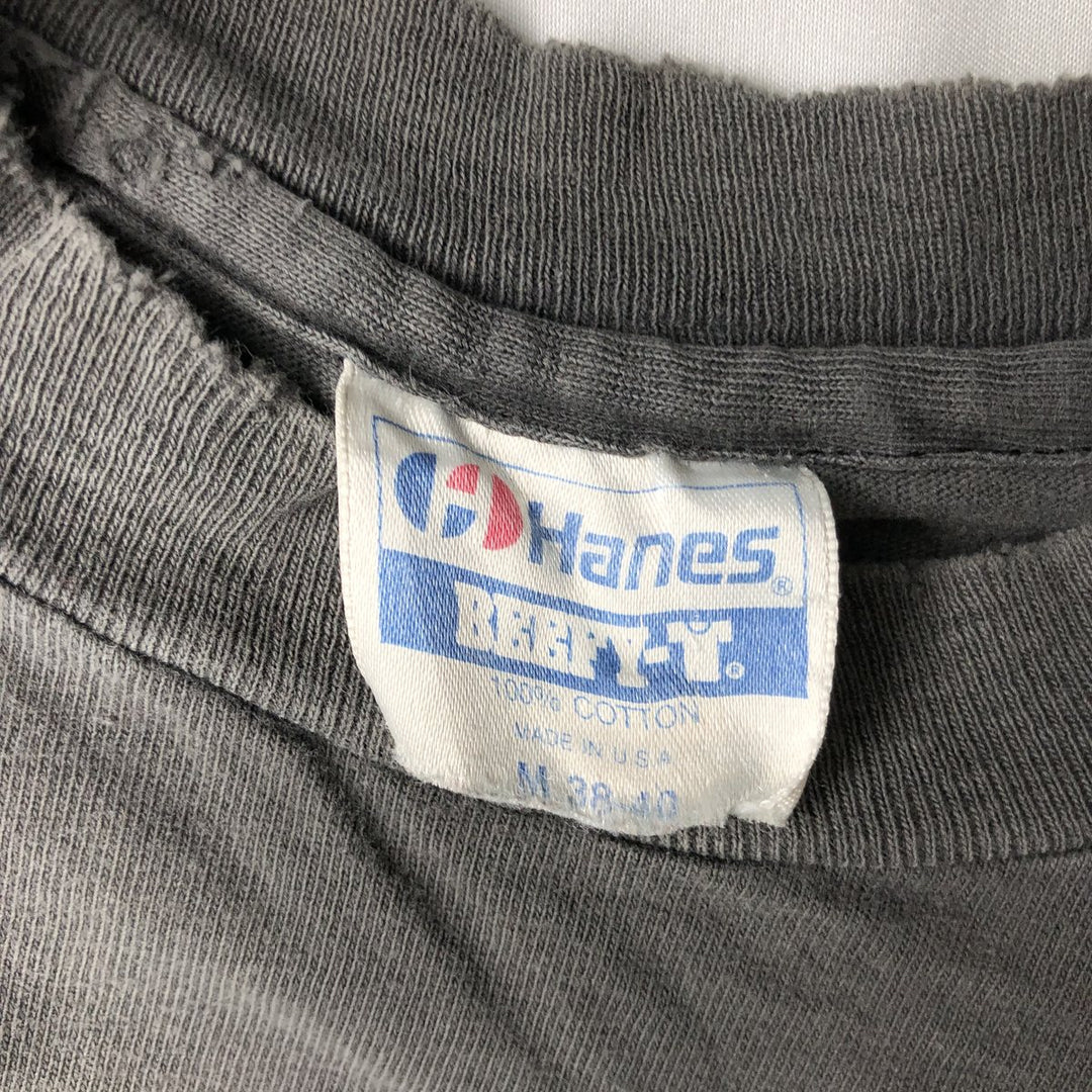 80'S Hanes BEEFY-T Print T-Shirt, Made in USA, Men's Size M (approx.), Vintage cotton Charcoal Vintage Second Hand