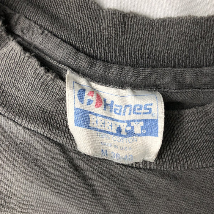 80'S Hanes BEEFY-T Print T-Shirt, Made in USA, Men's Size M (approx.), Vintage cotton Charcoal Vintage Second Hand