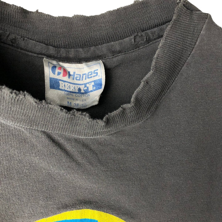 80'S Hanes BEEFY-T Print T-Shirt, Made in USA, Men's Size M (approx.), Vintage cotton Charcoal Vintage Second Hand